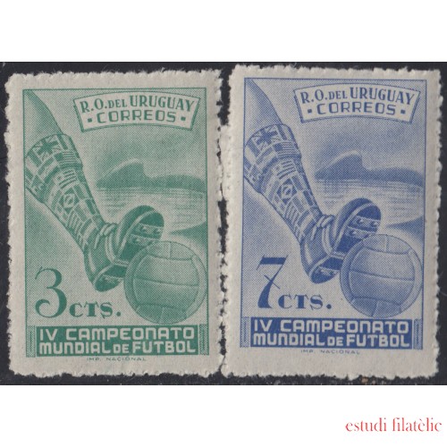 Uruguay 602/03 1951 Cuarta Copa del Mundo de Fútbol en Río de Janeiro MNH