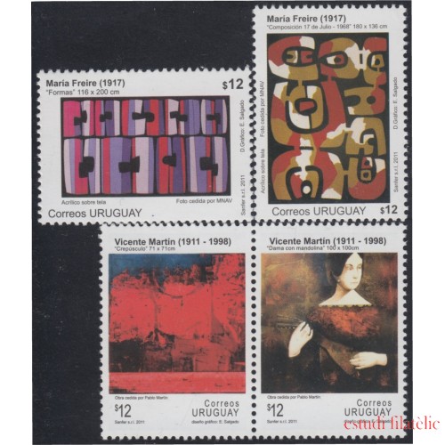 Uruguay 2535/38 2011 Arte Pinturas Nacionales MNH