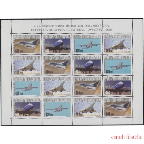 Guinea Ecuatorial 345/48 2005 Aviación Minihojitas MNH