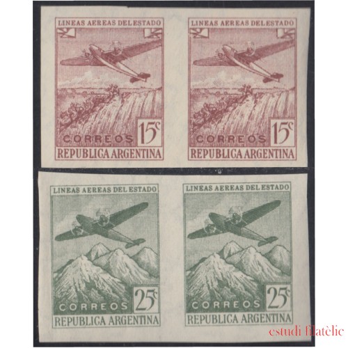 Argentina 467/68 1946 Pareja sin dentar Líneas Aéreas Argentinas Avión Airplane MNH