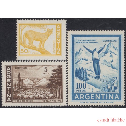 Argentina 833A/835 1968 Serie Corriente. Filigrana G MNH