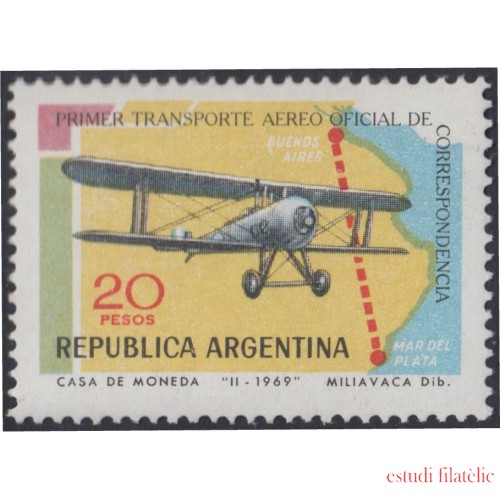 Argentina 846 50 Años del Primer vuelo postal Buenos Aires Mar de Plata MNH