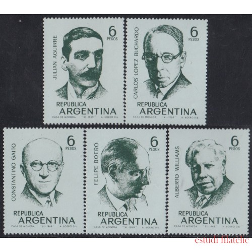 Argentina 852/56 1969 Músicos Argentinos. Filigrana G MNH