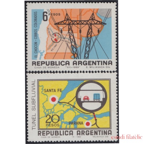 Argentina 858/59 1969 Economía y tecnología. Filigrana G MNH