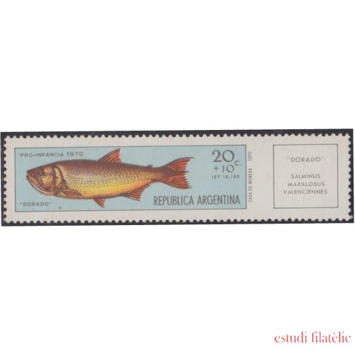 Argentina 879 1970 Sobrecarga Pro Infancia Pez Fish MNH