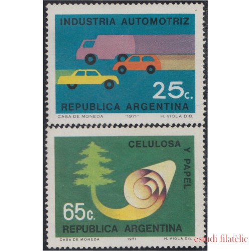 Argentina 904/905 1971 Industria Nacional Automoción Celulosa y papel MNH 