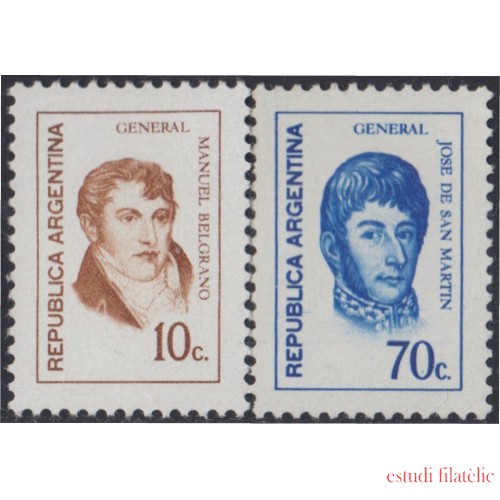 Argentina 948/949 1973 Serie Corriente. Gral Belgrano y José de San Martín MNH