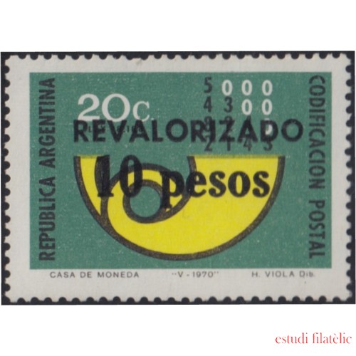 Argentina 1028 1975 Código Postal. Sin Filigrana. Sobrecargado MNH