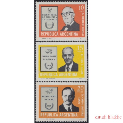 Argentina 1059/1061 1976 Premio Nobel Bernardo Houssay MNH