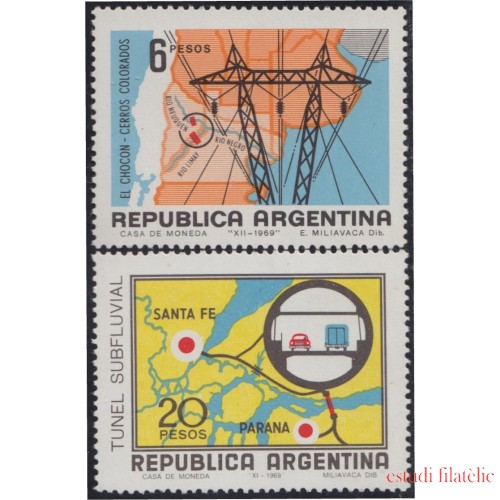 Argentina 858a/59a 1969 Economía y tecnología. Filigrana G MH