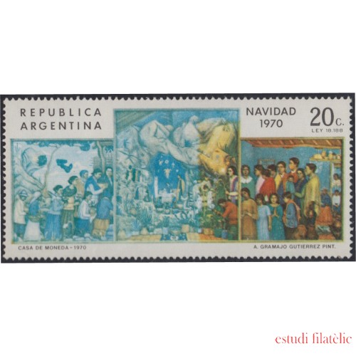 Argentina 877 1970 Navidad Chritsmas Error de impresión MNH