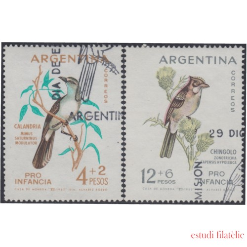 Argentina 663/64 1962 pájaros bird fauna Sobretasa Pro-infancia usados