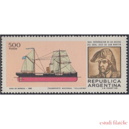 Argentina 1218 1980 Gral. José San Martín Barco Boat MNH 