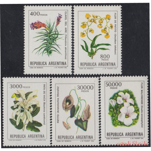 Argentina 1333/37 1982 Serie corriente Flores Flowers MNH 