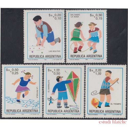 Argentina 1361/65 1983 juegos de niños Trompo barrilete Rayuela soga bolitas MNH 