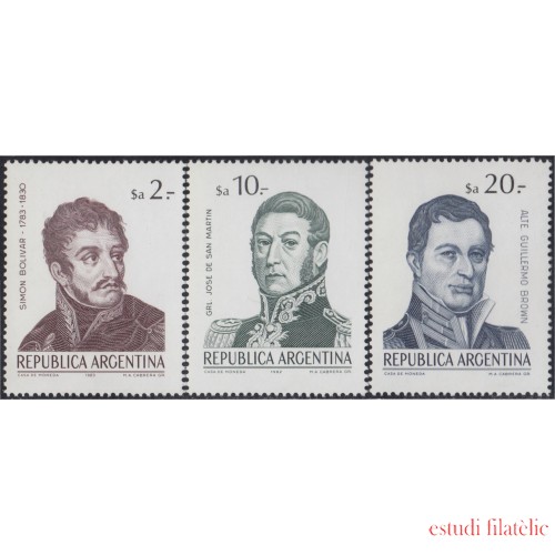 Argentina 1373/75 1983 Personalidades Bolívar San Martín Guillermo Brown MNH 