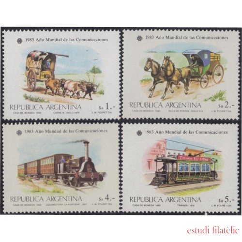 Argentina 1384/87 1983 Año Mundial de las comunicaciones Tranvía Locomotora MNH 