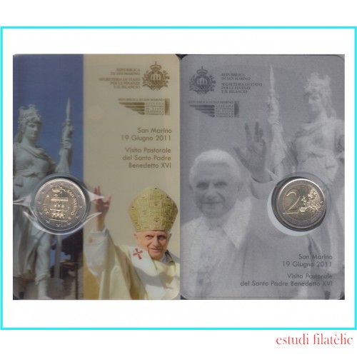 San Marino 2011  Coin Card  Moneda 2 € euro Benedito VXI Palacio del Gobierno 