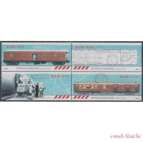 Argentina 3152/55  2016 Vagón postal trenes trains MNH