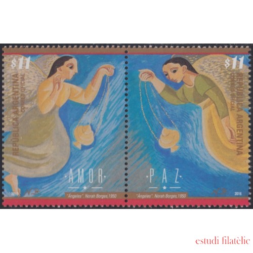 Argentina 3160/61 2016 Amor Ángeles Pintura de Norah Borges MNH