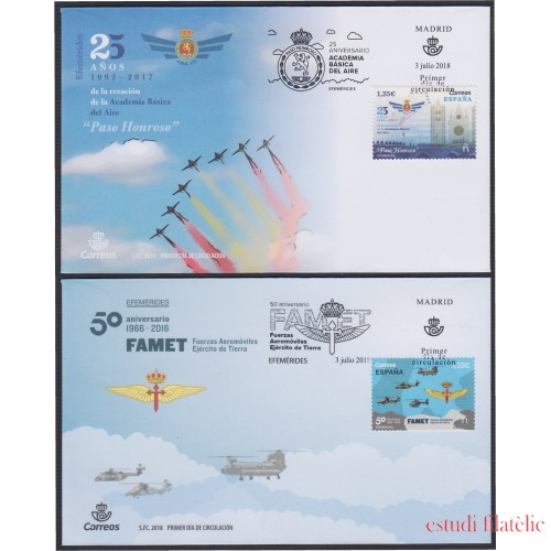 España Spain 5239/40 2018 50 Aniversario FAMET Fuerzas Aeromóviles Ejército de Tierra  SPD Sobre Primer Día