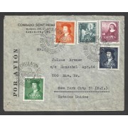 España Carta de Barcelona a Estados Unidos 1952 con Matasello Primer Día 