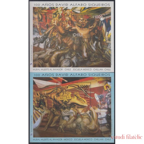 Chile HB 51/52 1997 100 Años del nacimiento de David Alfaro Siqueiros MNH