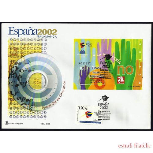 España 3949 2002 HB matasello Sobre primer Día Exposición Mundial Salamanca 2002