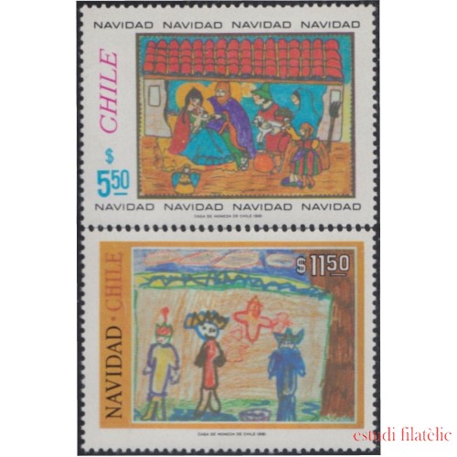 Chile 585/86 1981 Navidad Christmas Dibujos infantiles MNH