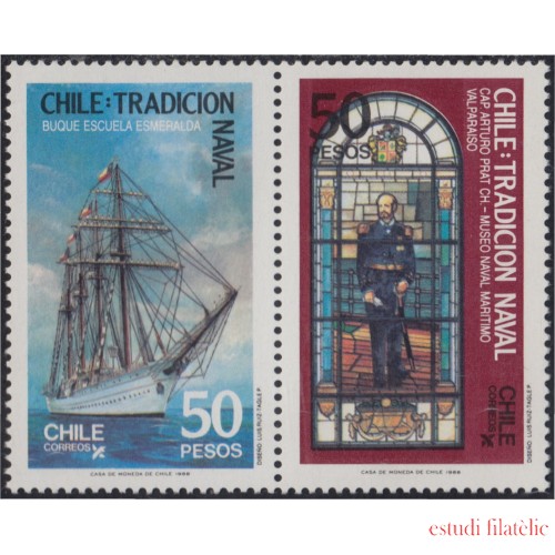 Chile 846/47 1988 Buque escuela Esmeralda Capitán Arturo Prat MNH