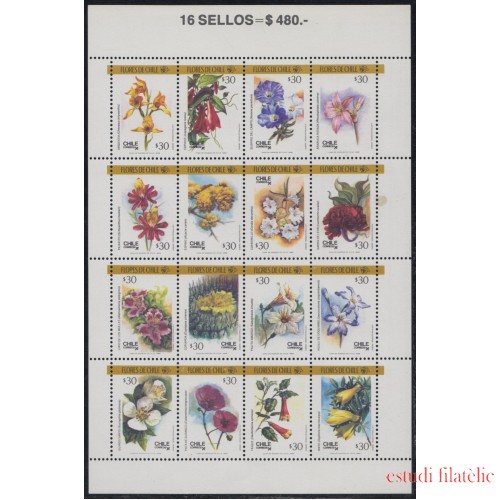 Chile 852/67 1988  Hojita Flores de Chile Flowers MNH