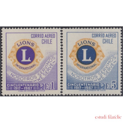 Chile A- 240/41 1967 50 Años de Lions Internacional MNH