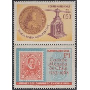 Chile A- 253/54 1968 1º sello impreso y moneda acuñada en Chile MNH