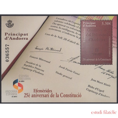 Andorra Española 466 2018 25 Aniversario de la Constitución MNH