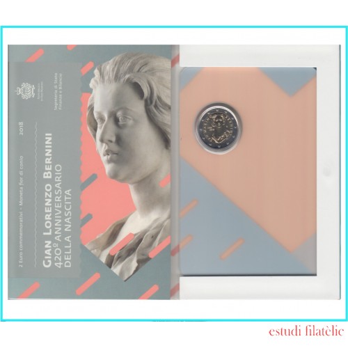 San Marino 2018 2 € euros conmemorativos Cartera Oficial Nacimiento Bernini 