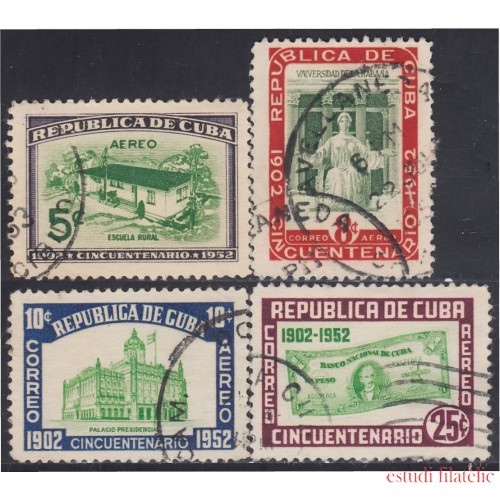 Cuba A- 56/59 1952 50 Años de la República Palacio Presidencial Escuela Rural Universidad de La Habana  usados