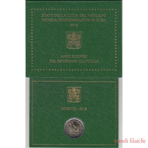 Vaticano 2018 Cartera Oficial Moneda 2 € euros Año europeo Patrimonio Cultural 