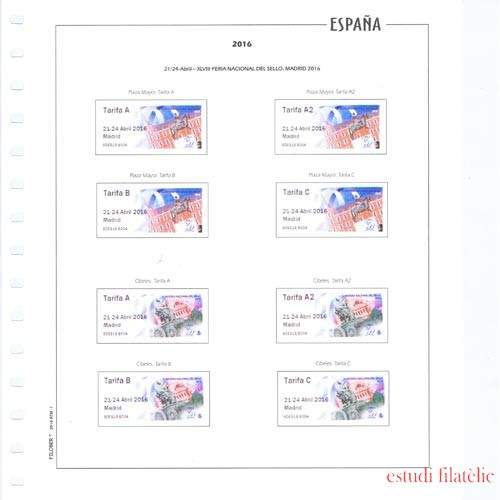 Hojas España Filober color ATM Etiquetas 2018 montadas