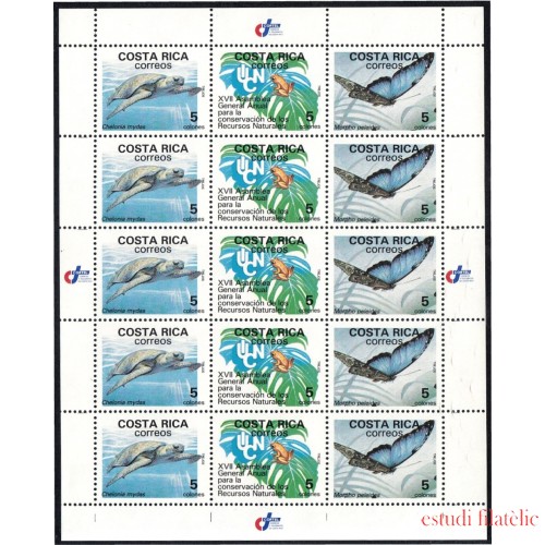 Costa Rica 497/99 1988 Minipliego Mariposa Rana Galápago MNH