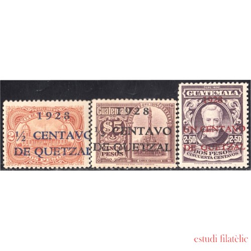 Guatemala 228/30 1929 Lorenzo Montufar Observatorio Nacional Monumento Colón MNH