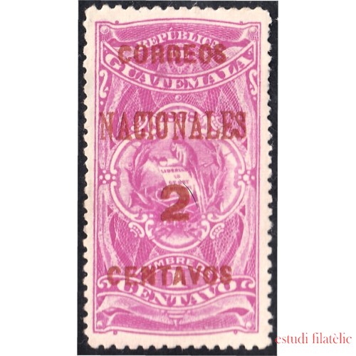 Guatemala 94sb 1898 Sobrecarga invertida Timbre Fiscal Correos Nacionales sin goma sb roja