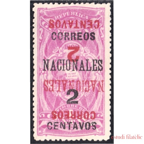 Guatemala 94sb Sobrecarga boble invertida 1898 Timbre Fiscal Correos Nacionales sin goma sb doble una invertida roja y otra negra