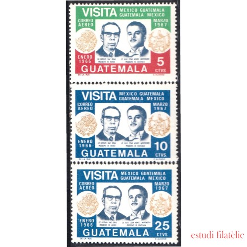 Guatemala A- 427/29 1968 Visita del Presidente de México MNH