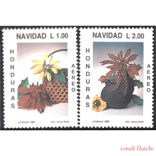 Honduras A- 772/73 1991 Navidad Christmas flores MNH