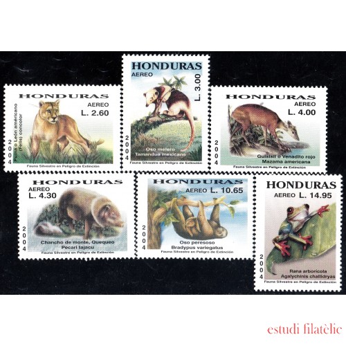 Honduras A- 1181/86 2004 Fauna silvestre en peligro de extinción Osos Melero y Perezoso Rana  Chancho Puma MNH