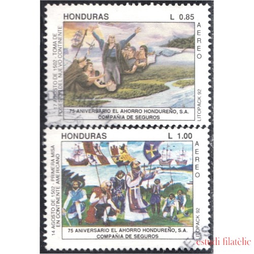 Honduras A- 783/84 1992 75 Aniversario de El Ahorro Compañía de Seguros usados