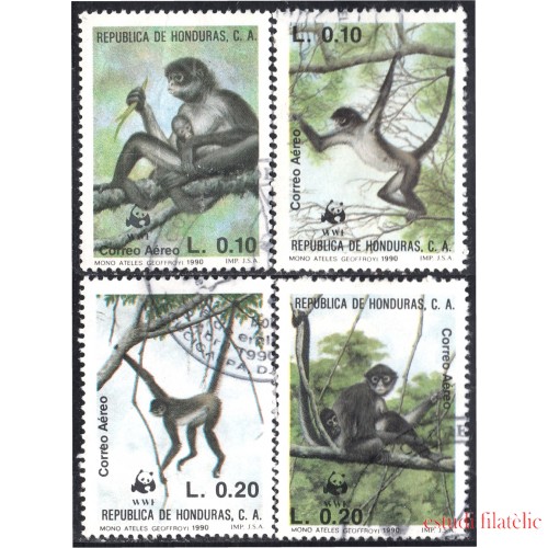 Honduras A- 743/46 1990 Animales Mono Ateles Geoffroyi usados