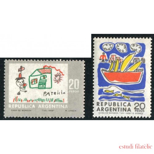 PI1 Argentina Nº 818/819  1968 Dibujos infantiles  MNH