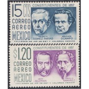 Mexico A- 197/98 1956 Valentín Gómez Melchor Ocampo Ignacio Ramirez León Guzmán MNH