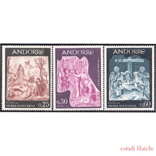 Andorra Francesa 184/86 1967 Pintura mural del siglo XVI MNH